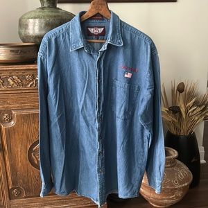 VINTAGE Patriotic 90s Las Vegas Denim Button Down Shirt